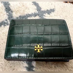 Tory Burch Deep Kelp Blake Embossed Mini Wallet